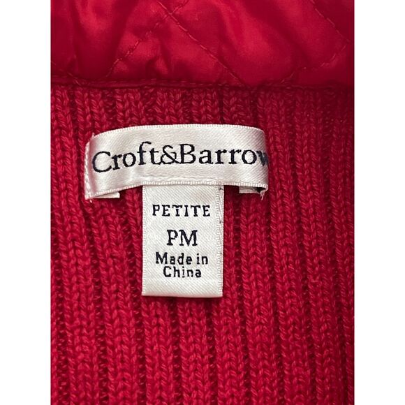 Vintage Y2K Croft & Barrow Red Sweater Cardigan Front Zip Knit Jacket Top PM - Picture 5 of 8